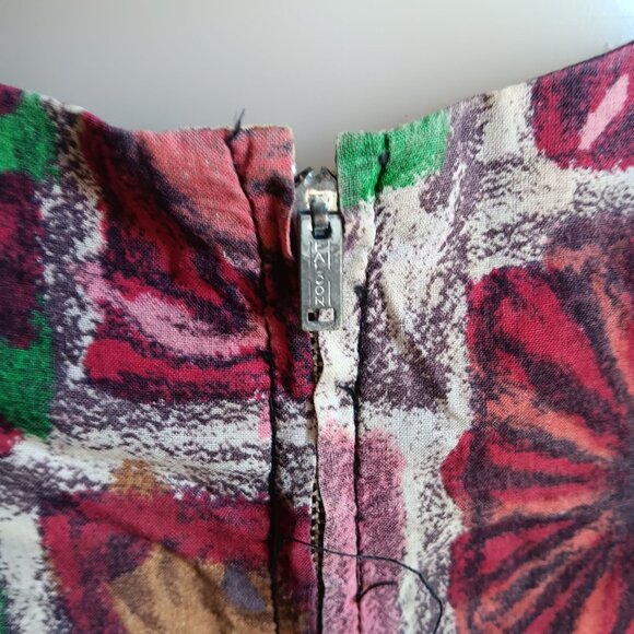 Women's 10 Vintage 1950's Dress Kay Whitney Abstract Cutout Neckline & Belt MCM - Picture 8 of 8